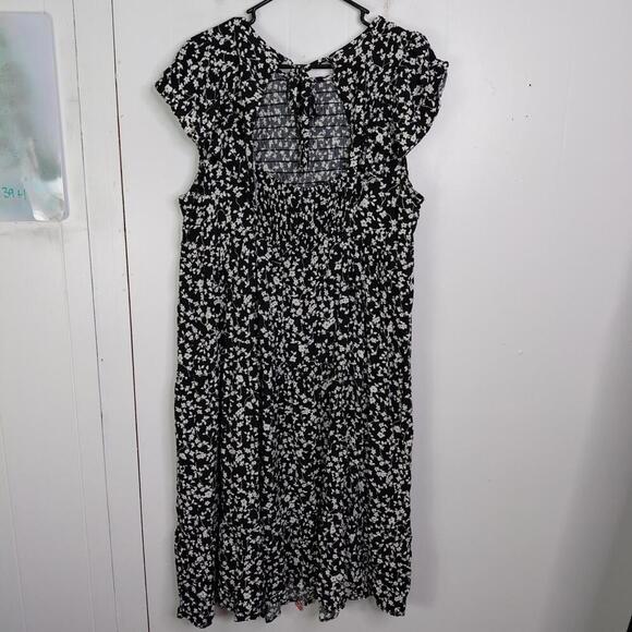 Old Navy Dress Womens 2X Ruffle Sleeveless Smocked Back Midi Micro Florals - Picture 2 of 9